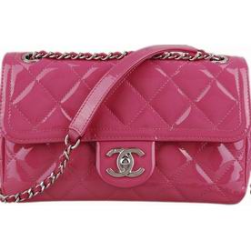 Chanel Patent Cowhide Small Flap Bag Peach Red A92781