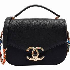 CHANEL Holiday Caviar Calfskin Gold Chain Bag Black C7010802