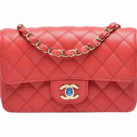 Chanel Classic Mini Flap Gold Hardware Caviar Calfskin Shoulder Bag Rose Pink C6112115