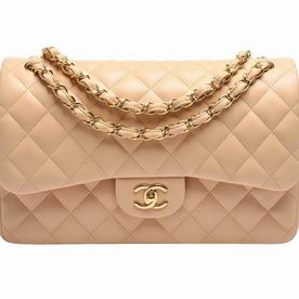 Chanel Classic Jumbo Silvery Hardware Goatskin Coco Shoulder Bag Complexion C6112102