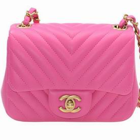 Chanel Lambskin V Mini Coco Flap Bag Gold Chain Hot Pink A35200LPINKGPV