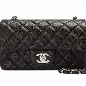 Chanel Caviar Leather Mini Coco Flap Bag Coffe Silver Chain A98763