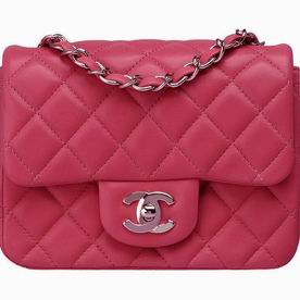 Chanel Lambskin Mini Coco Bag Hot Pink(Silver) A522371
