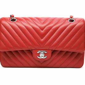 Chanel Caviar Leather Jumbo Coco Flap Bag Silver Chain In Red A144225