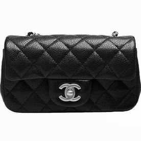Chanel Caviar Mini Coco Bag Silver Chain 65050C-BLK-SS