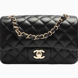 Chanel Lambskin Mini Classic Flap Bag Black Gold A69900C