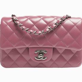 Chanel Caviar Mini Classic Flap Bag Purple Anti-silver A69900C-PIN-PINKPU