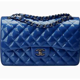 Chanel 2015 Patent Lambskin Jumbo Coco Bag Royalblue A50995PLS