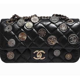 Chanel Aged Calfskin Jumbo Coco Flap Bag Embellished With Medallions A92674