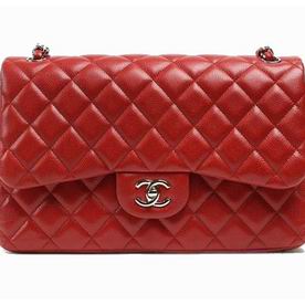 Chanel Caviar Jumbo Double Flap Bag Bright Red(Silver) A58600BLR