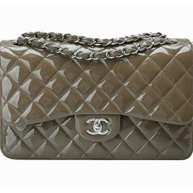 Chanel Patent Jumbo Double Flap Shoulder Bag CoCo(Silver) A58600CC