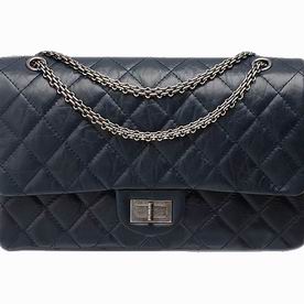 Chanel Calfskin Jumbo Size Bag Dark Blue(AantiQue Silver) A438196