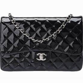 Chanel Patent Jumbo Flap Bag Black(Silver hardware) A28600PB
