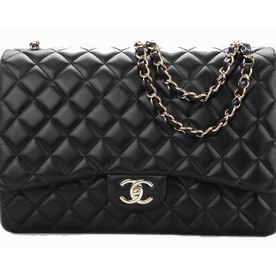 Chanel Maxi Size Lambskin Coco Flap Bag Gold Hardware Black A58601