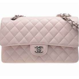 Chanel Medium Size Coco Flap Caviar Leather Light Pink Silver Chain A01112CLPINK