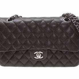 Chanel Medium Size Coco Flap Silver Chain In Coffee A01112CBRN