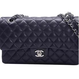 Chanel Medium Size Coco Flap Silver Chain Deep Purple A01112CPURSS