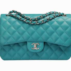 Chanel Lambskin Jumbo Coco Bag Blue Green (Silver) A58600BGS