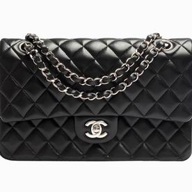 Chanel Medium Lambskin Double Flap Bag(Black&Silver) A01112-6