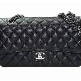 Chanel Medium Caviar Double Flap Bag Black(Silver) A01112-3