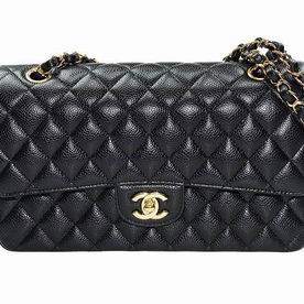 Chanel Medium Caviar Double Flap Bag Black(Golden) A01112-4