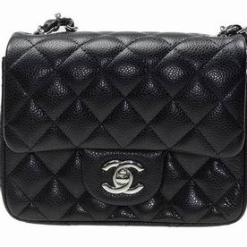Chanel Mini Coco 2.55 Caviar Flap Bag Black(Silver) A35200-S