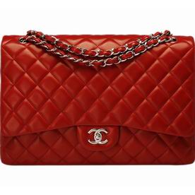 Chanel Marine Lambskin Maxi Bag Lipstick Red(Silver) A47600-81669