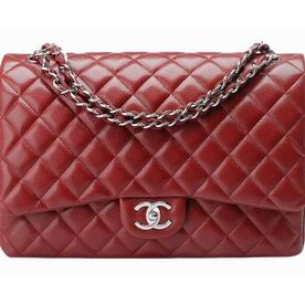 Chanel Caviar Jumbo maxi Flap Bag Red(Silver Hardware) A57600DG