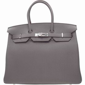 Hermes Tin Grey Togo Leather Birkin 35 Silver Chain Hand-sewing BK358FTGSS