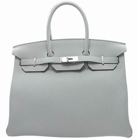 Hermes Bleu Glacier Togo Leather Birkin 35 Silver Chain Hand-sewing BK358UTGSS