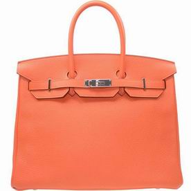 Hermes 9J FEU Orange Togo Leather Birkin 35 Silver Chain Hand-sewing BK359JTGSS