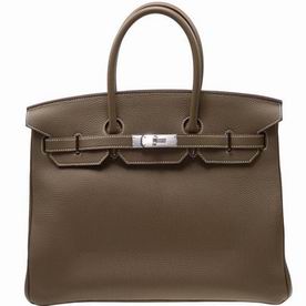 Hermes Etoupe Togo Leather Birkin 35 Silver Chain Hand-sewing BK3518TGSS