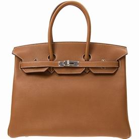 Hermes Faubourg Togo Leather Birkin 35 Silver Chain Hand-sewing BK3534BARFSS