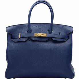 Hermes Bleu Saphir Togo Leather Birkin 35 Gold Chain BK3573TGGP