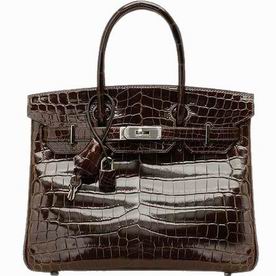 Hermes Birkin 30 Crocodile Patent Deep Coffee(Silver) H1042DC