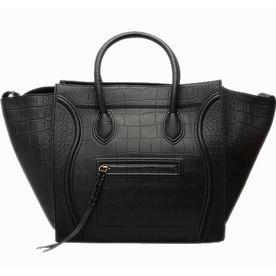 Celine Luggage Phantom Square Calfskin Black Crocodile 169951BCK