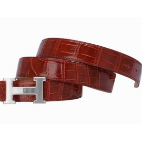 Hermes Crocodile belt Red Coffee H495812