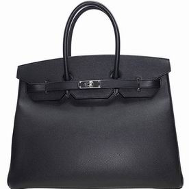 Hermes Black Epsom Leather Birkin 35 Silver Chain Hand-sewing BK3589EPSS