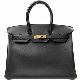 Hermes Black Taurillion Leather Birkin 35 Gold Chain Hand-sewing BK3589TNGP