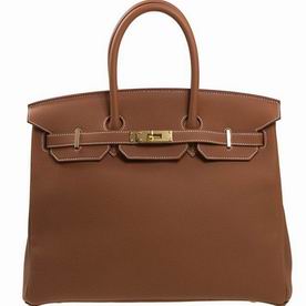 Hermes Brown Leather Birkin 35 Gold Chain Hand-sewing BK35AATGGP