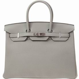 Hermes Gray Togo Leather Birkin 35 Silver Chain Hand-sewing BK358URGS