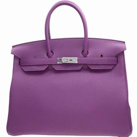 Hermes Anemone Purple Togo Leather Birkin 35 Silver Chain Hand-sewing BK35P9TGSS