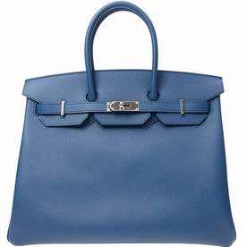 Hermes Blue Epsom Leather Birkin 35 Silver Chain Hand-sewing BK35R2EPSS
