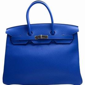 Hermes Bleu Hydar Togo Leather Birkin 35 Silver Chain Hand-sewing BK35T7TGSS