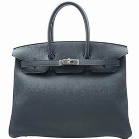 Hermes Dark Blue Togo Leather Birkin 35 Silver Chain Hand-sewing BK35Y7TGSS
