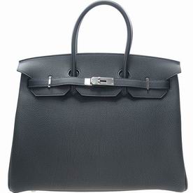 Hermes Dark Blue Togo Leather Birkin 35 Silver Chain Hand-sewing BK35Z7TGSS