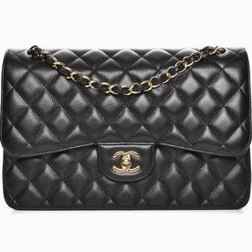 Chanel Caviar Jumbo Double Flap Bag Black(Gold) A58600DG