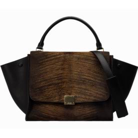 CELINE Medium Calfskin & Horsehair Luggage Coffee/Black CE491206