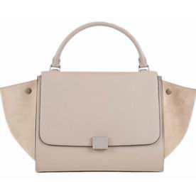CELINE Medium Calfskin & Chamois Luggage Milk Tea CE486585