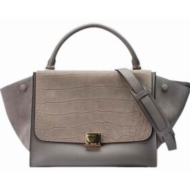 Celine Trapeze Calfskin Hand Bag Gray/Deep Gray CE483359